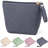 MAGEFY Mini Makeup Bag, Cute Small Makeup Bag for Purse Corduroy Cosmetic Bag for Women with Slip-in Pockets Travel Purse Essentials Lipstick Bag(Grey,Mini)