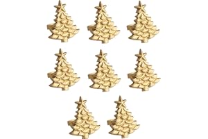 COTTON CRAFT Christmas Tree Napkin Rings - 8 Pack - Merry Xmas Hallelujah Holiday Dining Table Handmade Metal Napkin Holder - Joy Rejoice Festive Elegant Celebration Party Gift Tabletop Décor - Gold