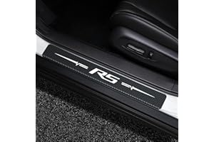 MONENOAE 4PCS Car Door Sill Protectors Carbon Fiber Leather Sticker Automotive Door Entry Guard Compatible with Chevy Camaro Accessories (White Rs)