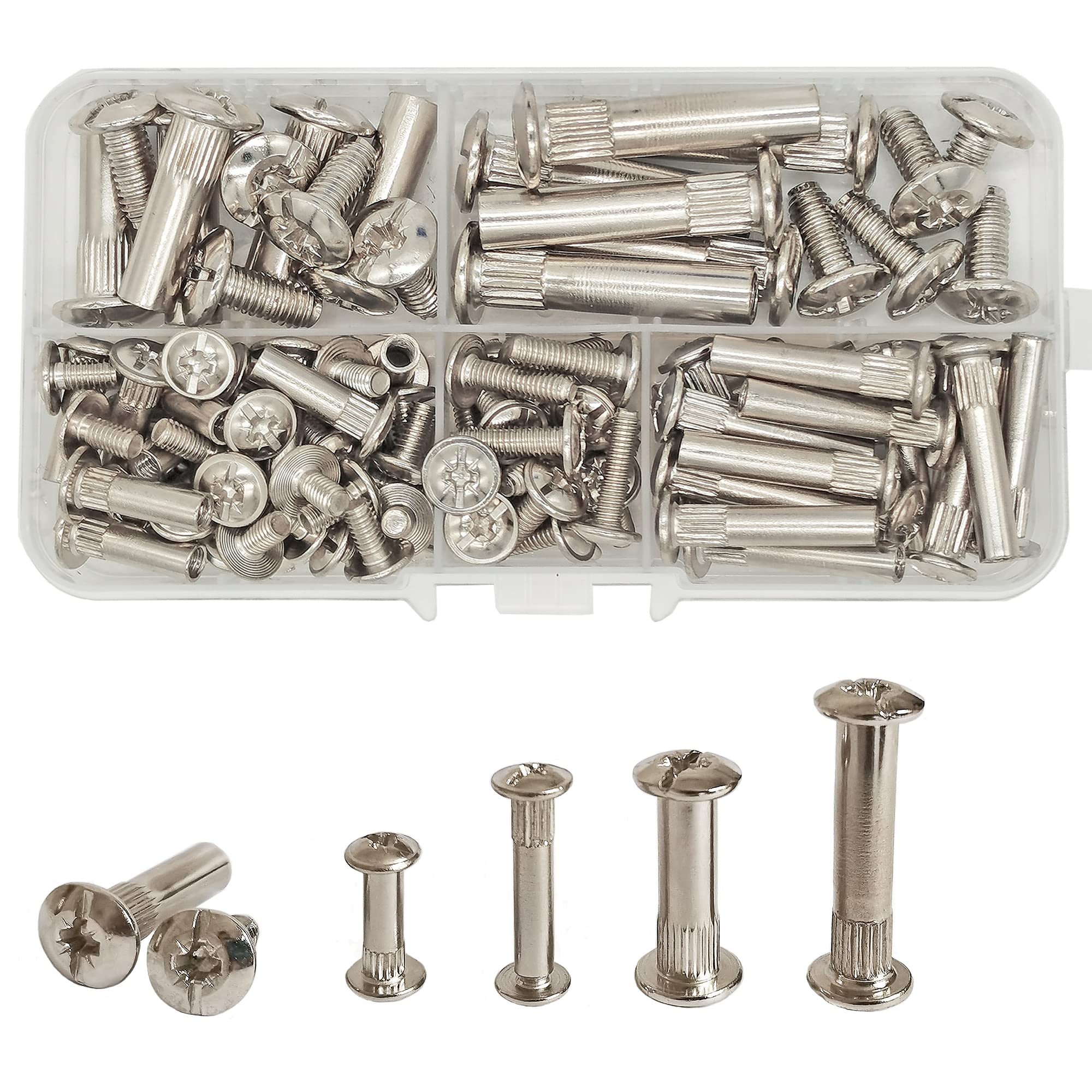 100 Pcs(50 Sets) M4/M6(16/25/35mm) Connecting Screws Bolts Furniture Fastener Binding Screws Bolts for Frames Cupboard Cabinet Wood Boards