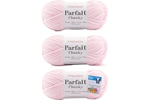 Premier Yarns Parfait Chunky - 3.5 Oz - #6 Super Bulky Weight - 3 Pack Bundle with Bella's Crafts Stitch Markers (Cotton Candy)