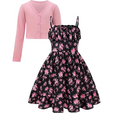 amazon junior casual dresses Ashirexll Summer Dresses for Teens Toddler Girls Kids Casual Solid Color Short Sleeve Round Neck Summer Dress with Pockets A-Line Long Dress for Girls 4-14