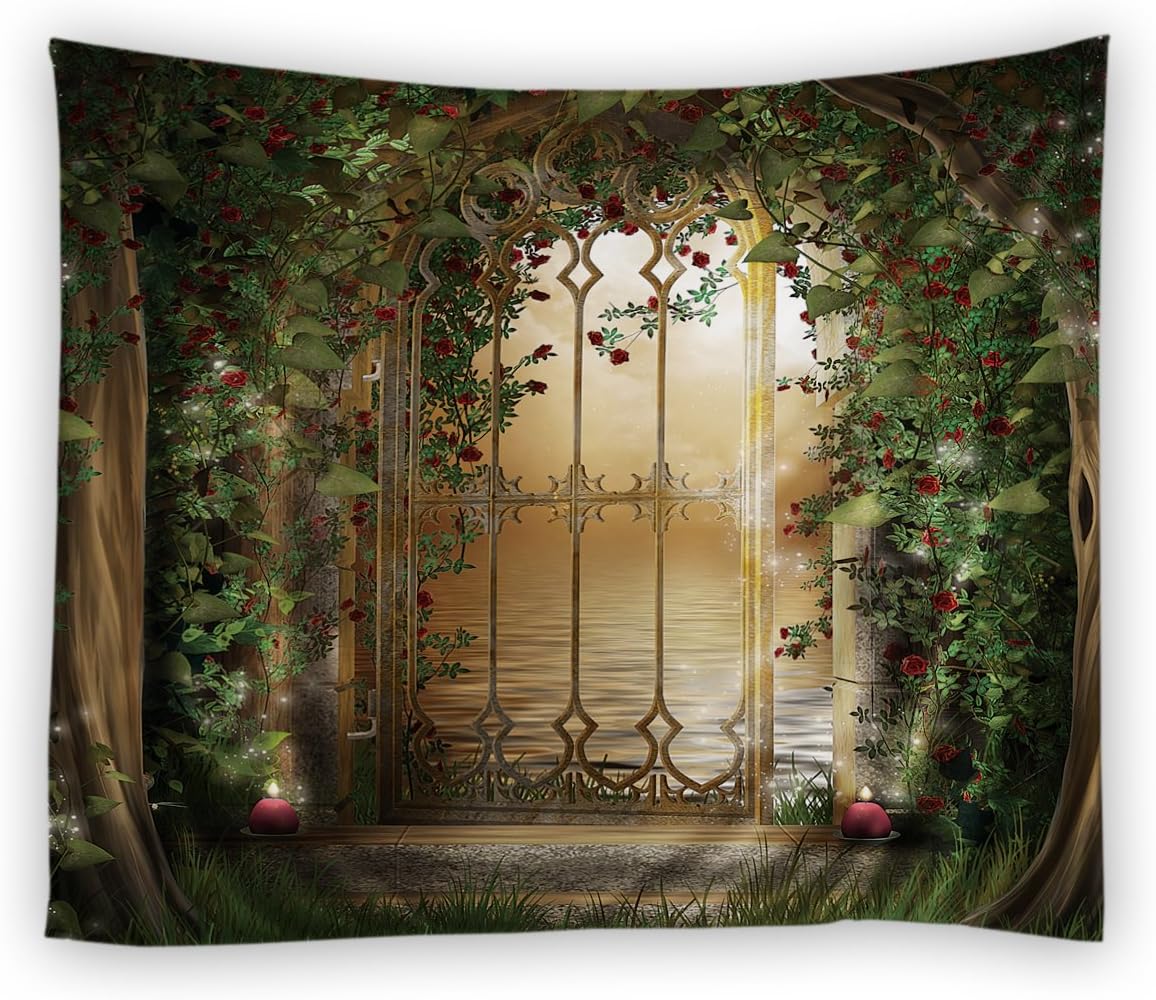 Dodou 3D Digital printin Tapestry Garden Theme Tapestry Light-Weight Polyester Fabric Wall Decor (51" H x 60" W)