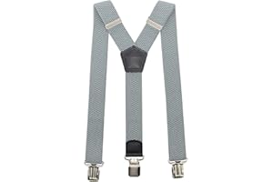 Timiot Premium Men's Y-Back Suspenders Stretch Perfect 1.5" Width for Work Style Formal Strong Heavy Duty Clips