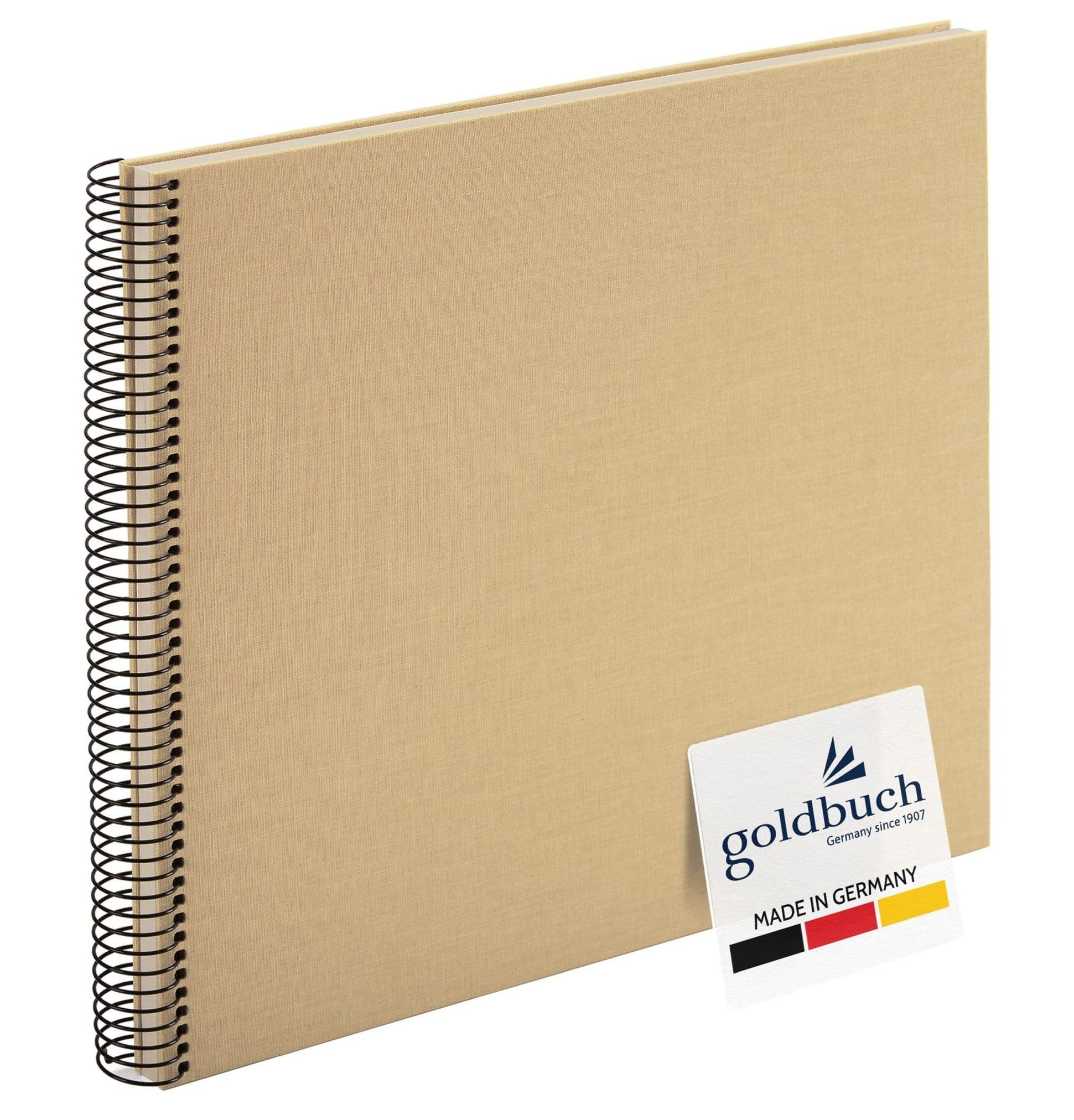 goldbuch Bella Vista 25 606 Spiral Album, Beige Photo Book, 35 x 30 x 2.8 cm, Photo Album 40 White Pages, Canvas Cover, Photo Album in Landscape Format, Photo Book, Light Brown