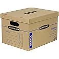 Bankers Box Small Classic Moving Box 5 Pack, Reinforced Handles, Tape-Free Assembly, Box with Lid, 15-in x 12-in x 10-in (7714902)