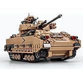 SEMKY Military Series M2 Bradley Tank MOC Building Blocks and Engineering Toy（1350 Pieces），with 3 Figure,WW2 Army Tank for Kid and Military Fan