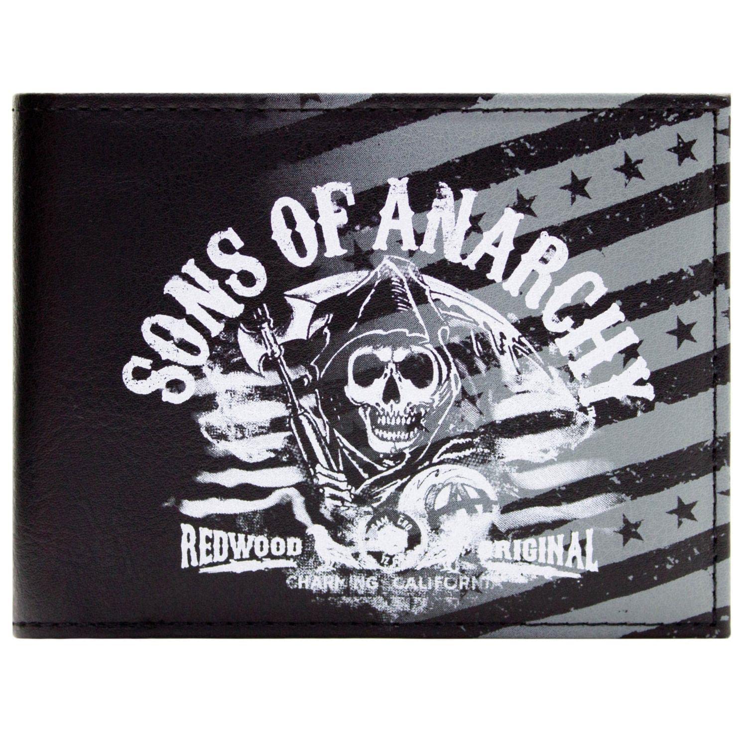 Fox Sons of Anarchy Emblem Redwood Original Wallet Bi-fold Id Card Holder, Black