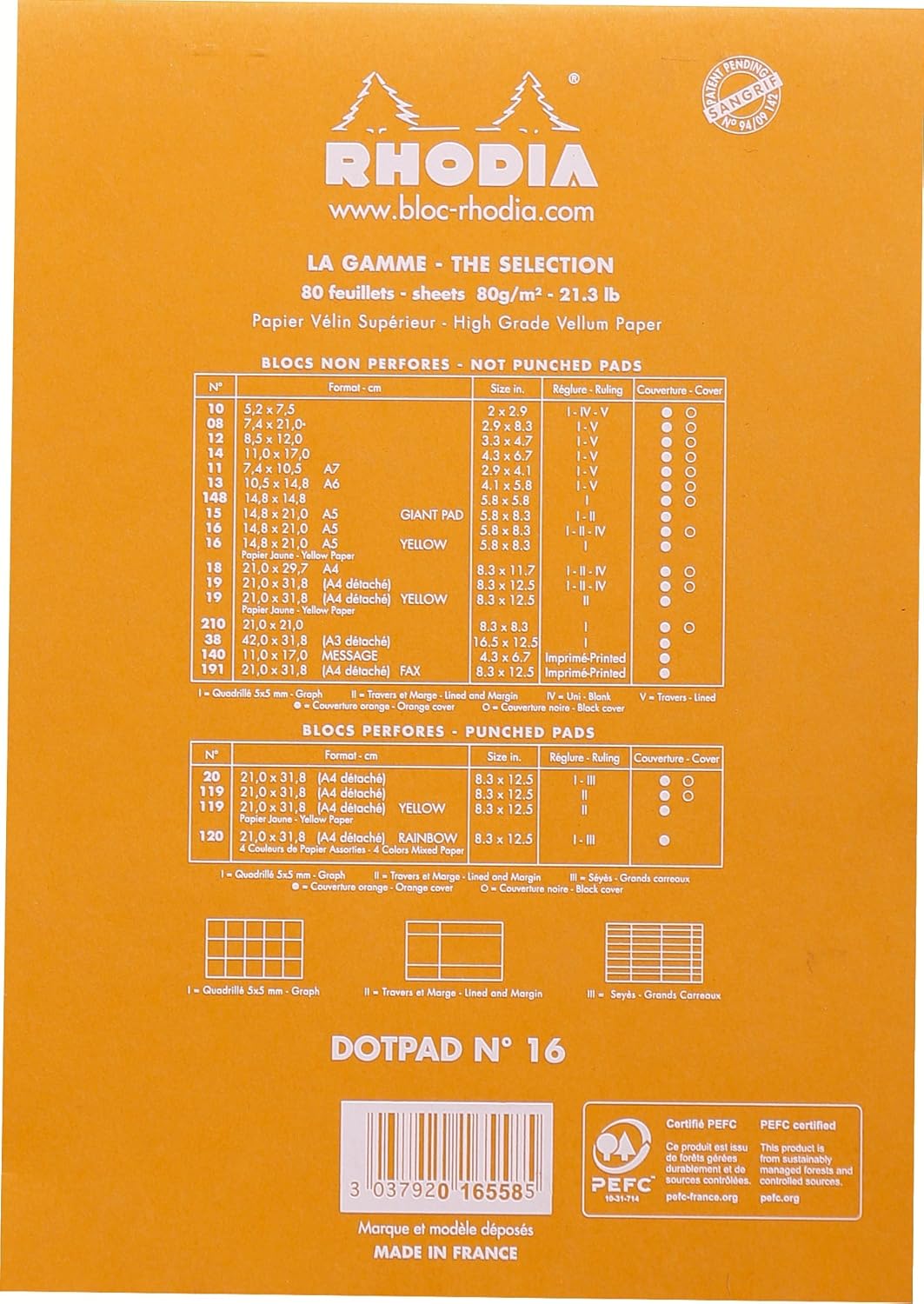 RHODIA 16558C, Dot pad Stapled Notepad N°16 Orange, A5, Dot Dotted, 80 Detachable Sheets, White Clairefontaine Paper 80 g/m - Image 3