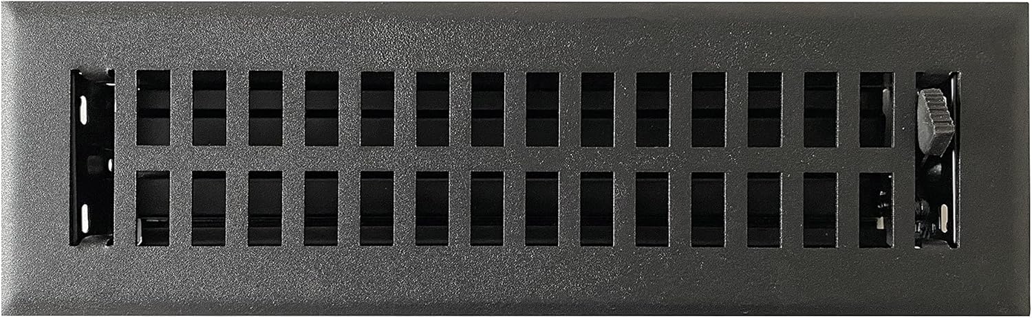 Registers, Grilles & Vents - Empire Register Co,- 2x10 inch, Modern Contemporary Design, Textured Black Finish, Heavy Duty Floor vent covers, Metal Damper Attached. for Home Floor only.