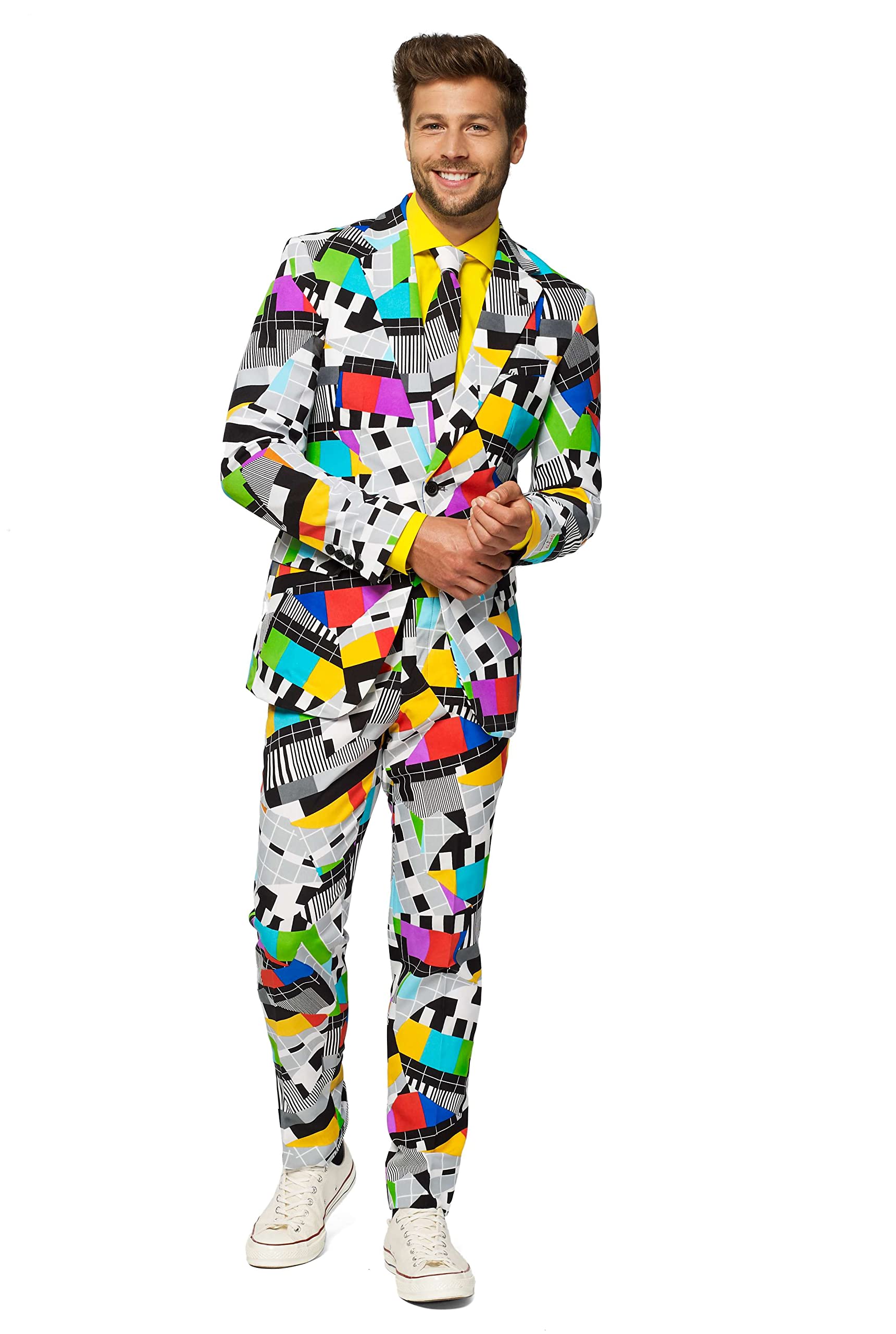 OppoSuits OSUI-0010-EU46 Crazy Prom Suits for Men – Testival – Comes with Jacket, Pants and Tie in Funny Designs, Multicoloured, 36