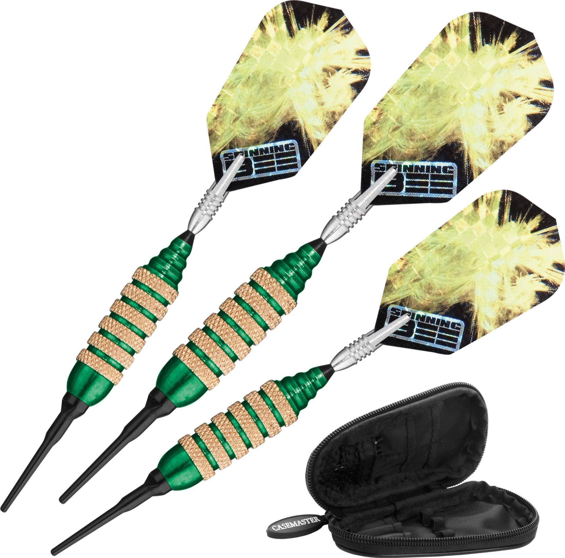 Viper Spinning Bee Soft Tip Darts with Casemaster Storage/Travel Case, Green, 16 Grams