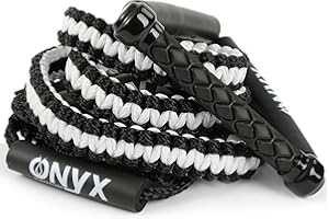 ONYX Wakesurf - 25ft Premium Braided Wake Surf Rope with 10" EVA Handle - 6 Adjustable Sections - Floating Watersport Ropes for Wake Surfing