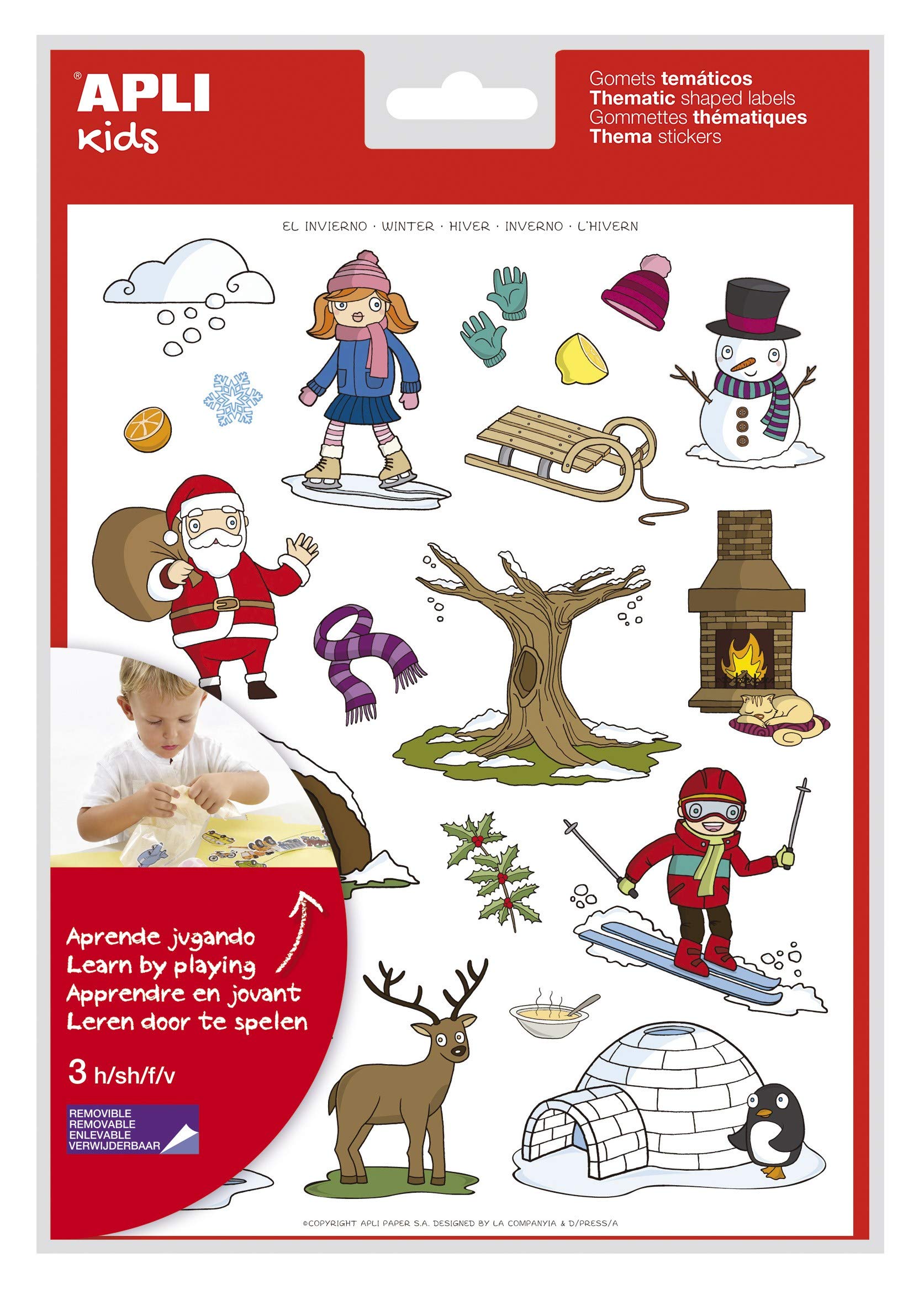 APLI 11617 – Removable Winter Themed Stickers – 3 Sheets of Stickers.