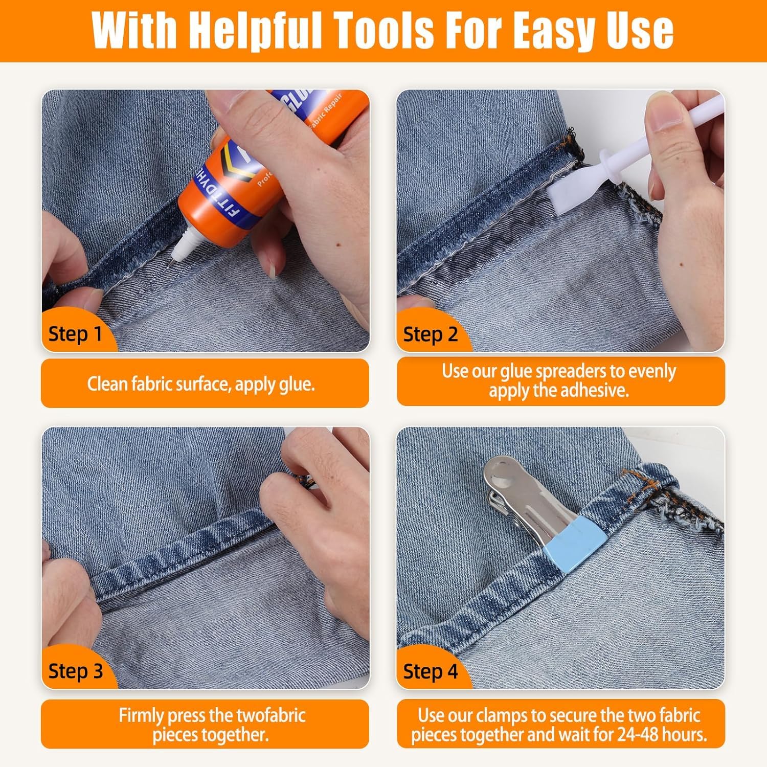 3Pcs Fabric Glue Permanent, 60 ML Washable Clear Clothing Glue, Super Fabric Glue for Rhinestones, Patches, Clothes, Denim, Leather, Polyester, Fabrics, Doll Repair, Flannel, Cotton