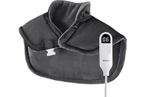 Bedsure Heating Pad for Neck and Shoulders and Back - Birthday Gifts for Women Men Mom Mens, FSA Eligible Items, Heated Pad 2.2lbs, Weighted Large Heated Wrap, 24" x 22", Grey