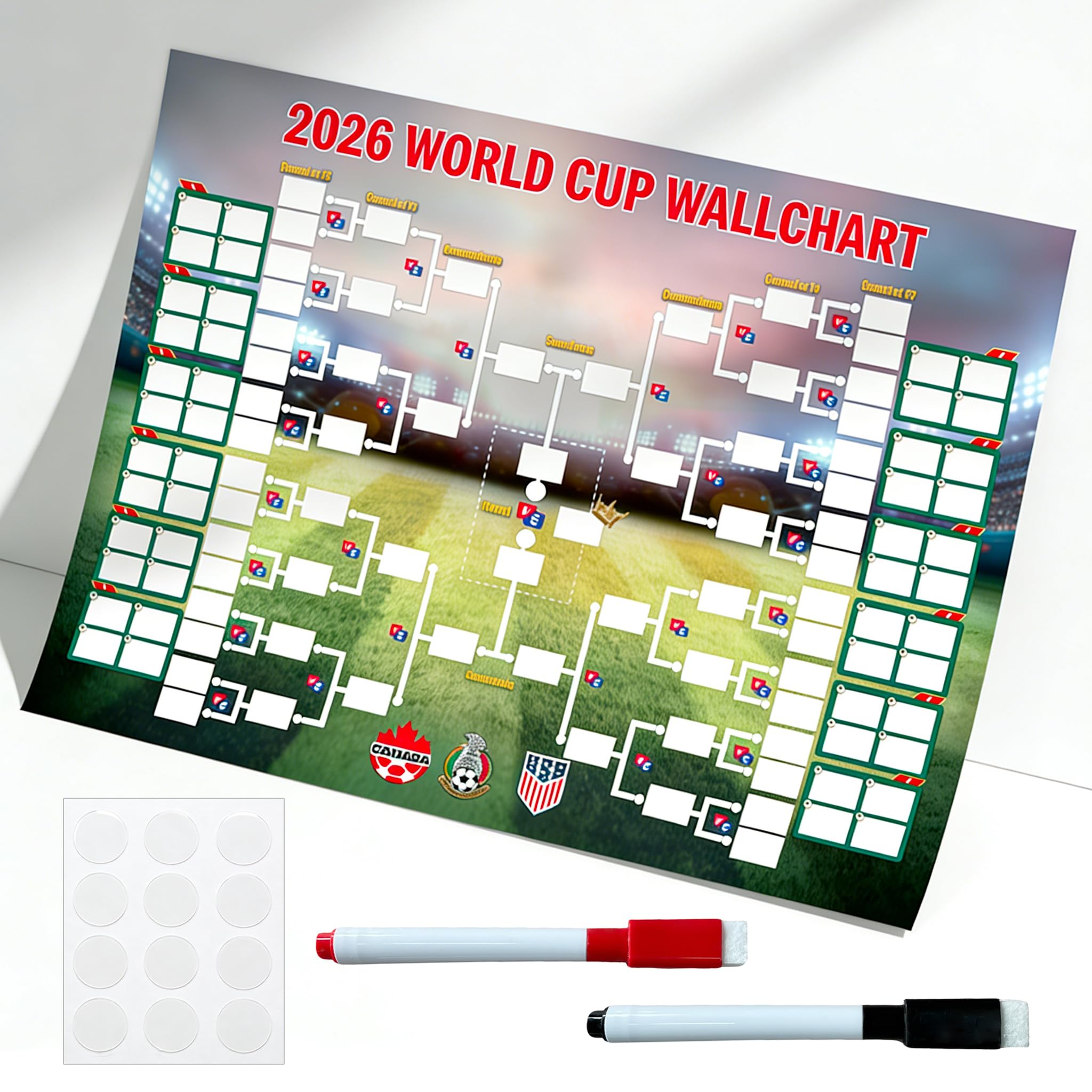 Photo 1 of 2026 World Soccer Cup Schedule Poster 36x24",Thickened Waterproof Soccer Match Decor Wall Chart,Fans Tournament Matches Tracker Record Table Soccer Tournament Wallchart for Fans Home Office Bar Party Decor