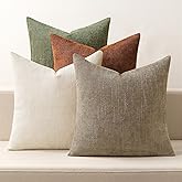 MIULEE Pack of 4 Decorative Throw Pillow Covers 18x18 Inch Brown Green Chenille Textured Throw Pillows Boho Farmhouse Rustic Accent Cushion Covers for Vintage Modern Home Decor Couch Sofa Bed