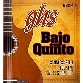 GHS Strings - Bajo Quinto Strings - Stainless Steel -Bright &amp; Powerful Sound - Loop End - BSX-10 SET