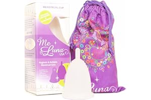 Most Customizable Menstrual Cup by MeLuna USA | Custom Fit for All Body Types | Reusable Comfortable Period Cups | Tampon Pad Alternative (Medium, Clear with Stem Handle)