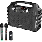 Hotec Wireless Bluetooth Portable PA Speaker System, Powerful Bluetooth Karaoke Machine with Dual Wireless Microphones for Ka