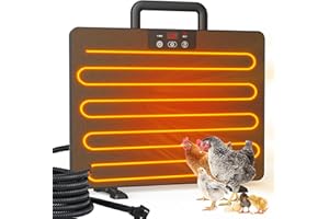 Keten Chicken Coop Heater, 100/200 Watts Radiant Heat Energy Efficient Design, 3 Ways to Use, Safer Than Brooder Lamps Heater with Digital Display and 5 Timing Setting(with Handle)