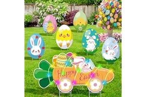 SEWRUNG Easter Eggs Decorations Outdoor Easter Yard Signs Easter Yard Decorations Outdoor with Stakes Bunny Egg Easter Outdoor Garden Sign Waterproof Lawn Signs for Pathway Walkway