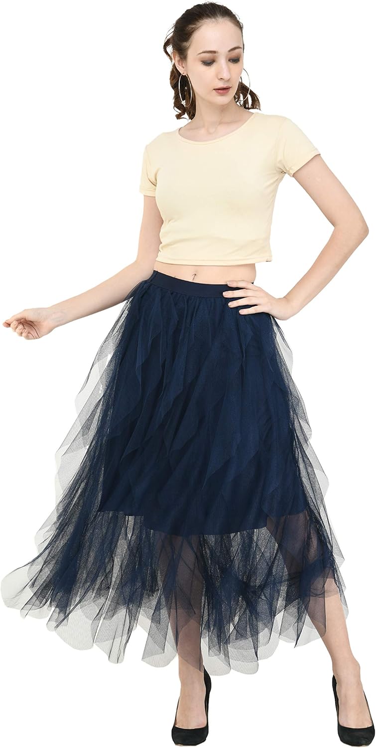 Buy Fashion Hub Women Navy Net Skirt at Amazon.in
