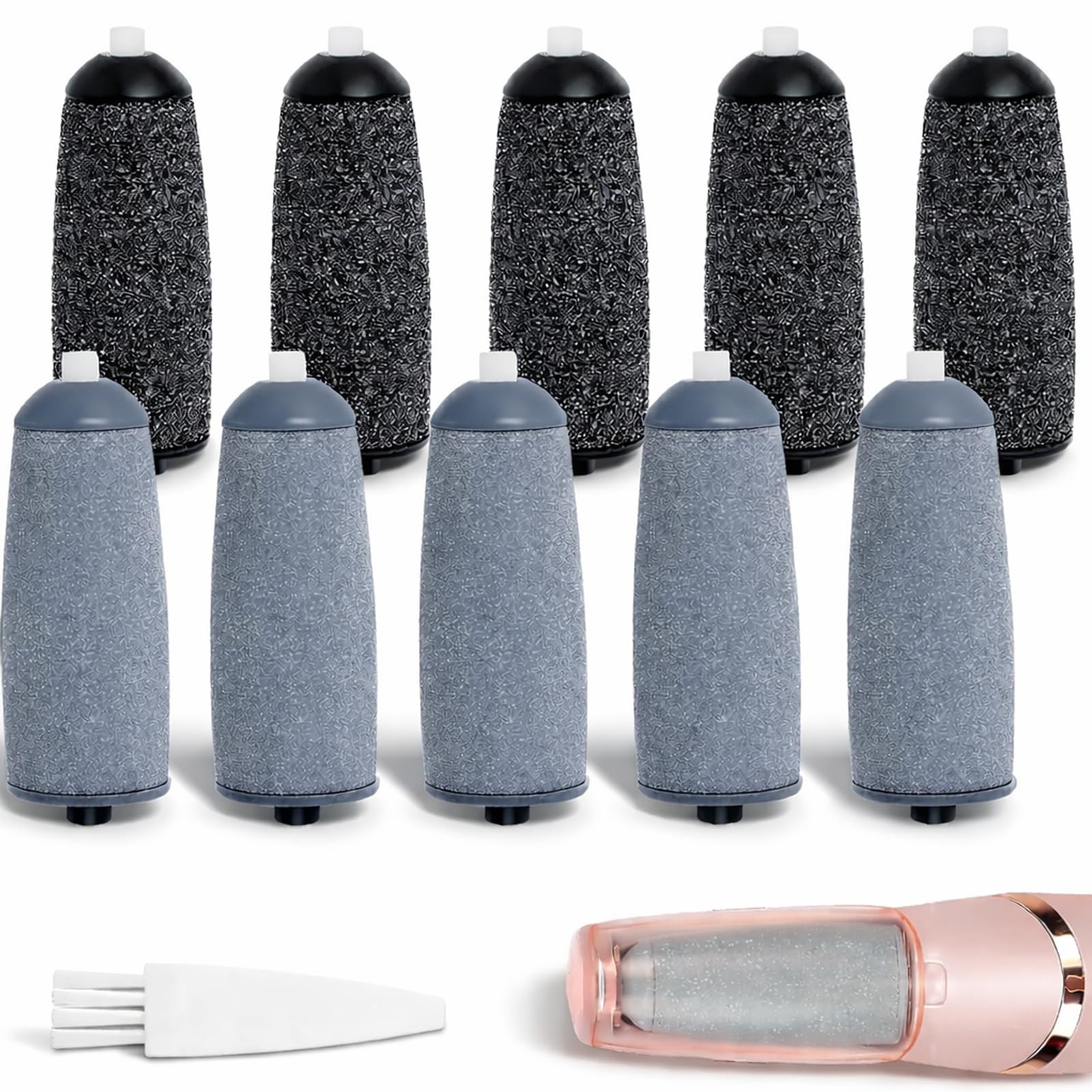 Photo 1 of 10 Pack Replacement Roller Refills Compatible with Finishing Touch Flawless Pedi Electric Tool File Include a Cleaning Brush (5 Coarse & 5 Fine Rollers)