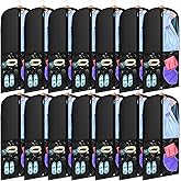Geelin 14 Pcs Garment Bags for Dance Costumes PVC Clear with Zippers 20 x 40 Inch Garment Bag with Pockets Dance Costume Organizer Carrier for Storage Cover for Adult(Black)