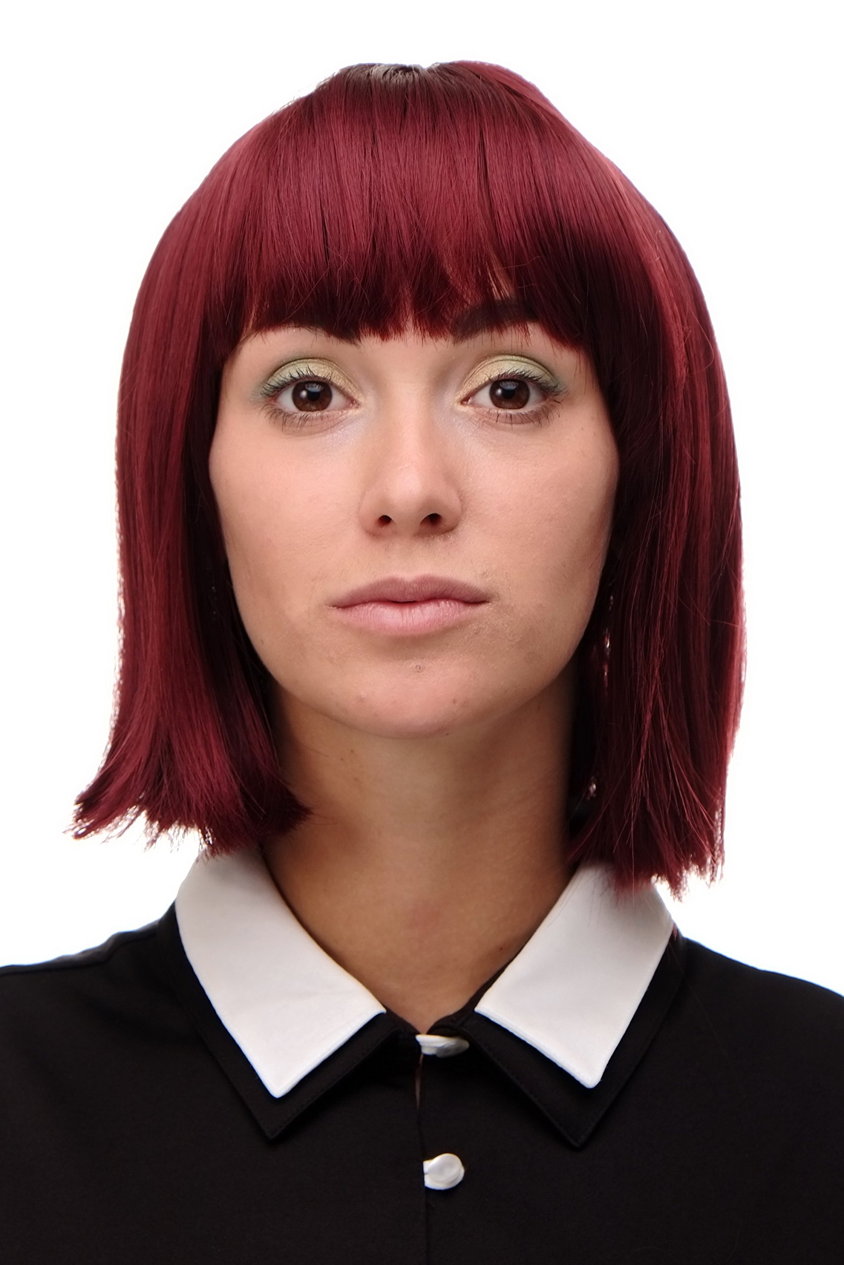 WIG ME UP 7803-39 Lady Quality Wig short Page Long Bob Longbob fringe bangs aubergine pomegranate red