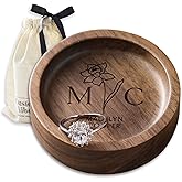 Custom Vibes Walnut Wood Ring Holder, Engraved Jewelry Dish and Storage Tray, Unique Gift for Her, Valentine’s Day Gift (Customize, round)