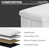 Home Republic Storage Ottoman Padded Foldable Bench 76x38 Boucle White view 4