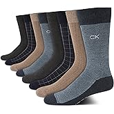 Calvin Klein Mens Dress Socks - 8 Pack Breathable Cotton Blend Work Crew Socks for Men for Casual Business & Formal Wear