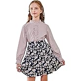 SOLOCOTE Girls White Blouse Ruffle Long Sleeve Button Down Shirts Princess Cotton Loose Soft Tops Spring and Summer 3-14Y