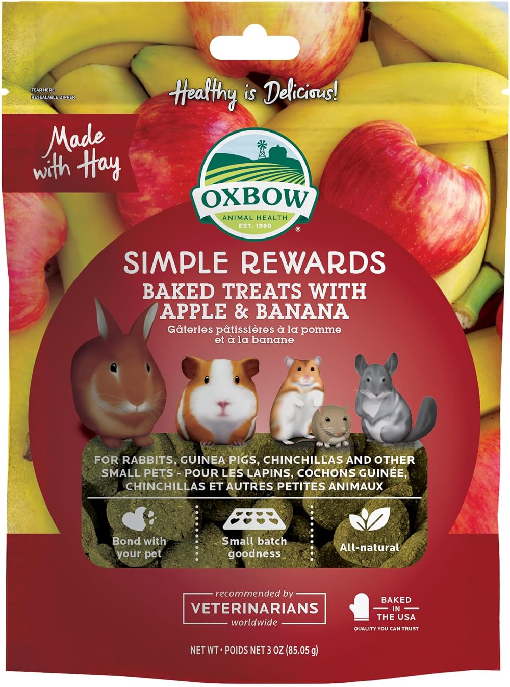 Oxbow Apple and Banana Simple Rewards Baked Treats 60 g Pack