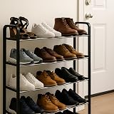 Keplin 5 Tier Shoe Slots Rack Space Saving Organizer 75.5 x 18.5 x 75.5 cm Black view 8