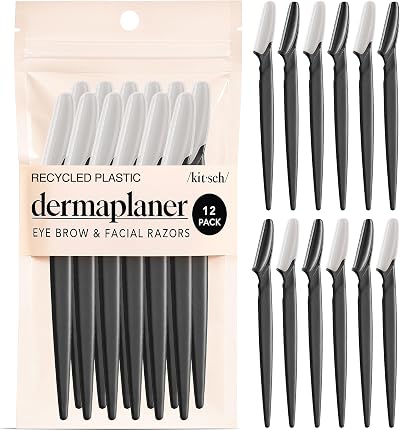 Kitsch Dermaplane Razor for Women Face – Face Razor & Eyebrow Trimmer, 12 pcs