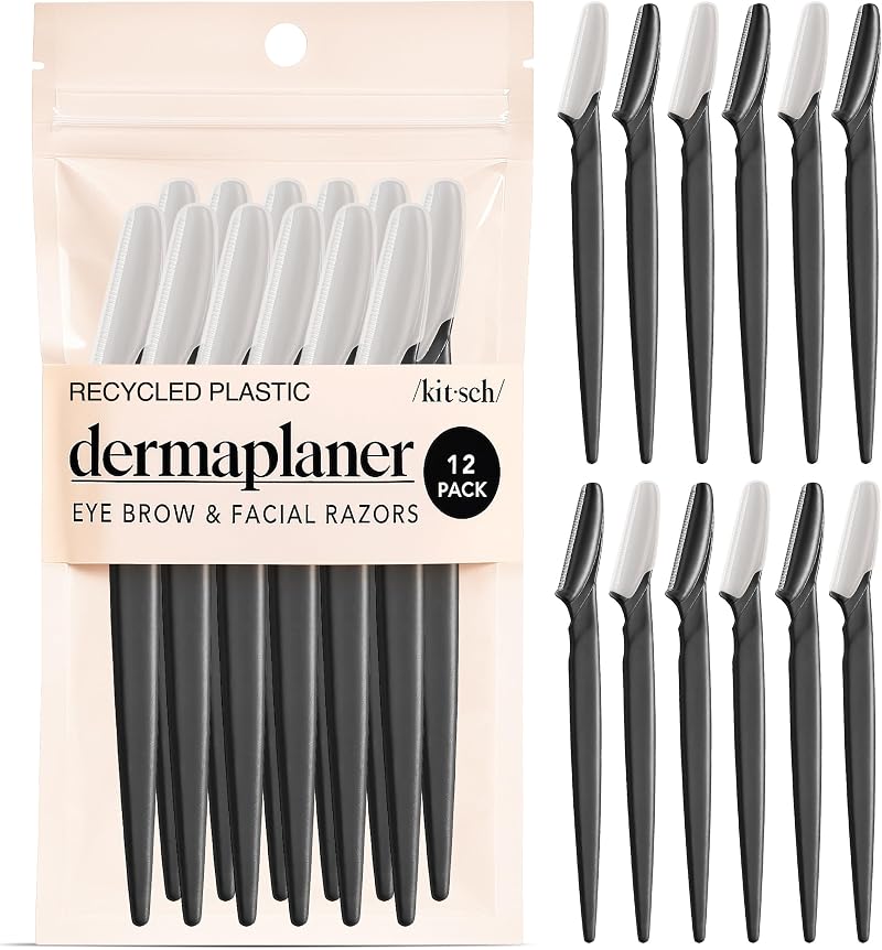 Kitsch Dermaplane Razor for Women Face – Face Razor & Eyebrow Trimmer, 12 pcs