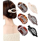 AWAYTR Flat Hair Clips For Women Lay Flat Claw Clip for Hair 6Pcs Large Hair Claw Clips for Driving Yoga (Leopard Series + Brown Series)