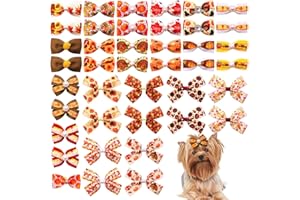 PET SHOW 20Pairs 2" 3" 4" Big Thanksgiving Dog Hair Bows with Rubber Band for Small Medium Large Dogs Rhinestone Floral Bowknot Topknot Cats Rabbits Girl Boy Pink Blue Grooming Hair Accessories