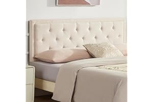 Howjoe Upholstered Queen Headboard Only, Tufted Headboard Queen Size, Solid Wood Height Adjustable Modern Head Boards with Durable Metal Legs from 37" to 51", Linen Dorm Bed Headboards Only, Beige