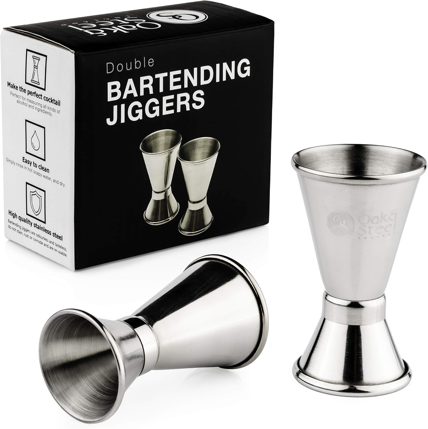 2 Pack Cocktail Jiggers Stainless Steel Drinks Measure Pub Bar