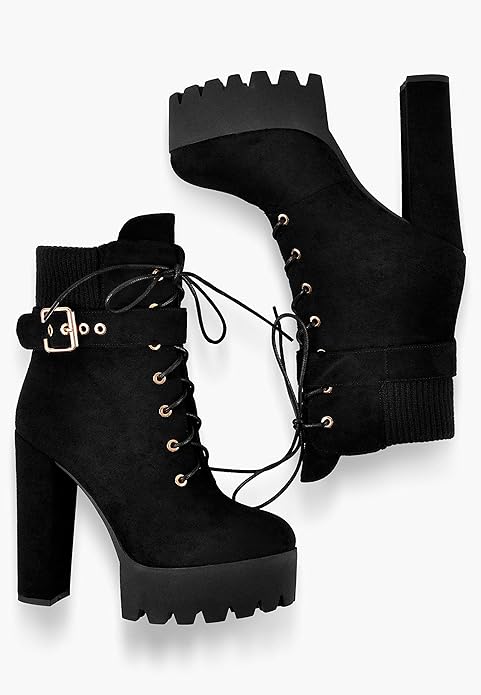 MissHeel Chunky Platform Booties Motorcycle
