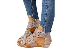 Gibobby Womens Sandals Dressy Summer Crystal Open Toe Flip Flops Shoes Flat Strappy Sandals Comfort Ladies Sandals