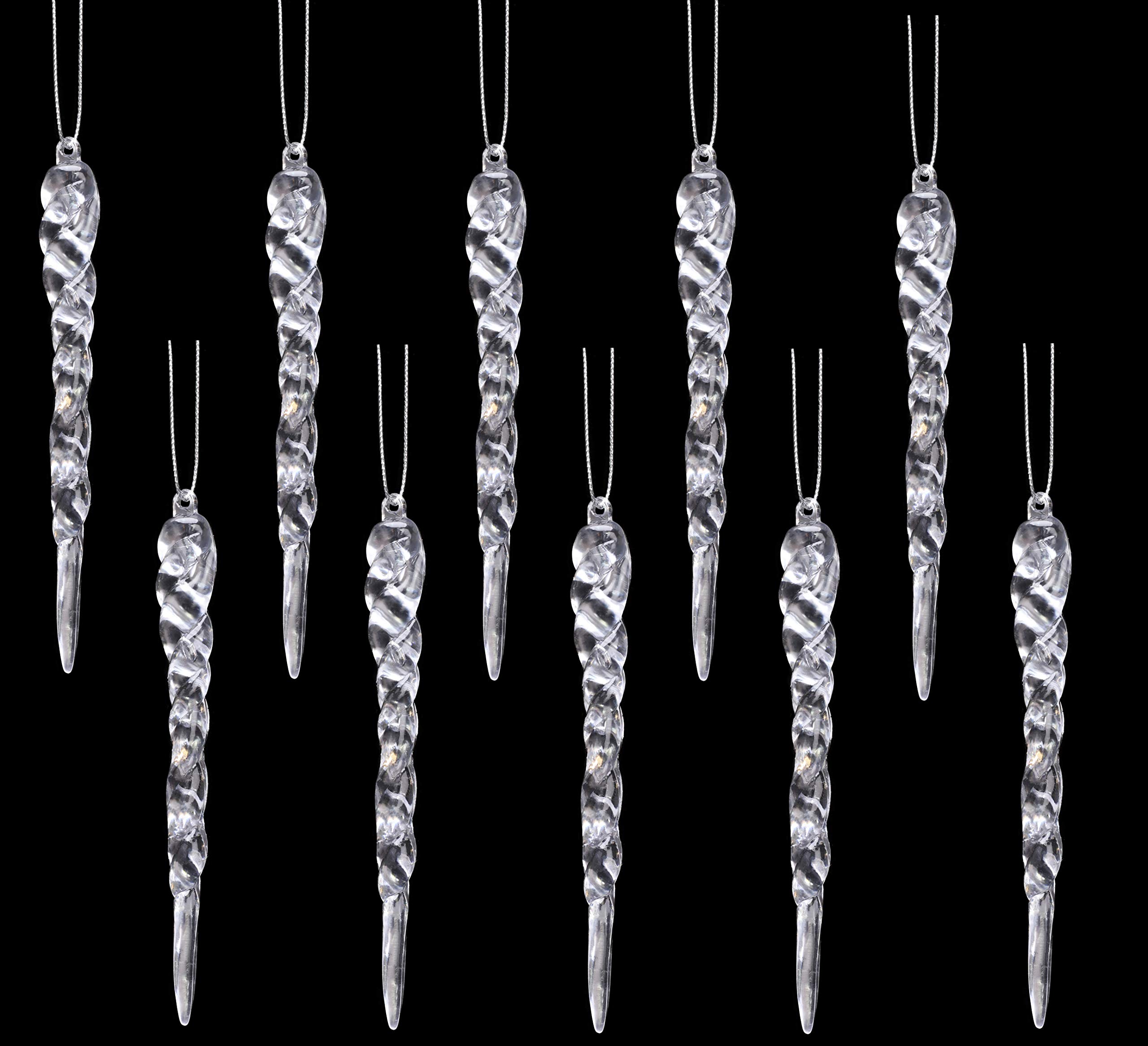 Christmas Concepts® 12cm Glitter Icicle Decorations Christmas Tree Trims (ICE, 10)