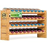 NutriChef Bamboo Stackable Wine Rack, 4-Tier 36
