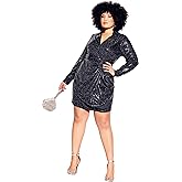 City Chic Women's Plus Size Dress Sequin Glow