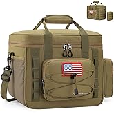 Maelstrom Tactical Lunch Box, Insulated Lunch Bag for Men, Large Durable Leakproof Cooler Bag with Detachable MOLLE Bags, Modern Lunch Tote for Adult Women Work,Picnic,20 Cans/15 L, Khaki