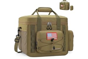 Maelstrom Tactical Lunch Box, Insulated Lunch Bag for Men, Large Durable Leakproof Cooler Bag with Detachable MOLLE Bags, Modern Lunch Tote for Adult Women Work,Picnic,20 Cans/15 L, Khaki